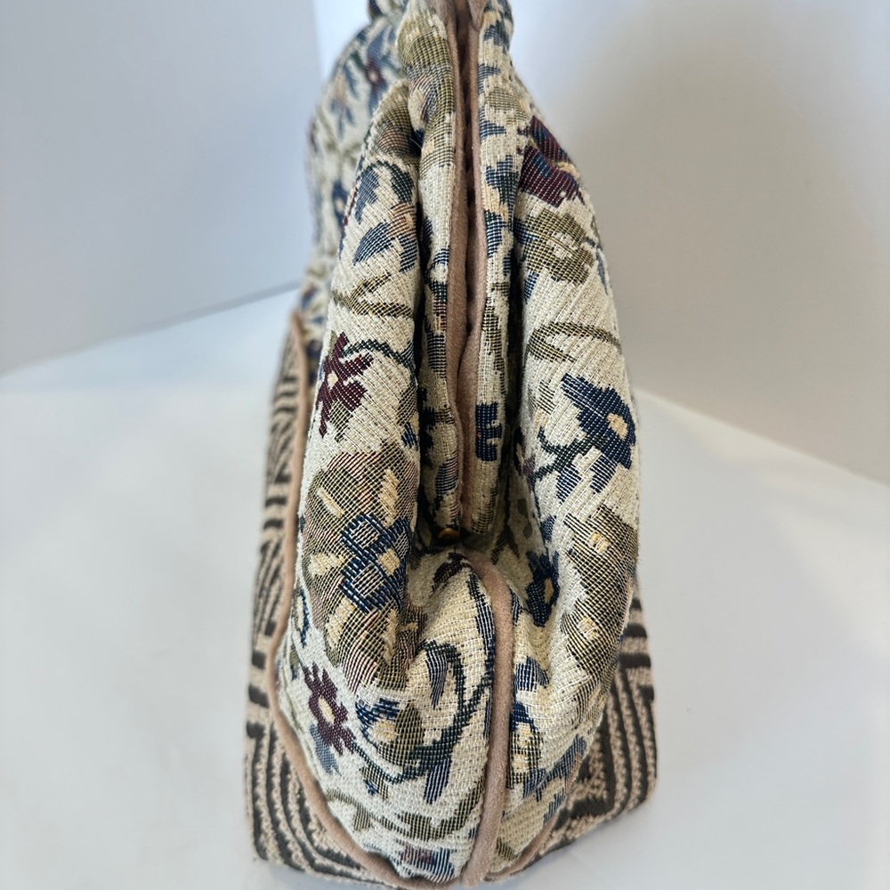 Atenti Betty Origins Doctor Bag Purse Neutral Colors Damask Tapestry Embroidery - Picture 6 of 13